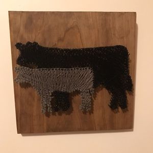 Handcrafted string art cow calf pair